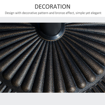 Round Umbrella Base Φ19.1", 31.5 lbs Resin Stand with Decorative Design for Poles 1.5"/1.9", Bronze