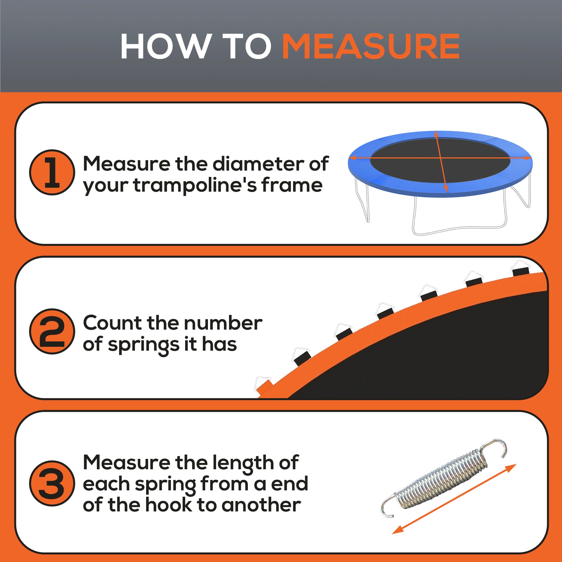 Soozier Trampoline Mat Replacement with Spring Pull Tool and 72 V-Hooks, Fits 12ft Trampoline, Using 5.5" Springs, Orange