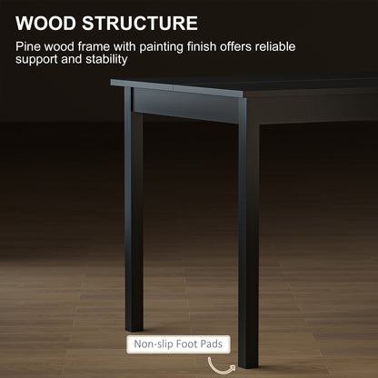 47" x 30" Dining Table, Farmhouse Dining Room Table with Pine Wood Frame, Space Saving Kitchen Table, Black