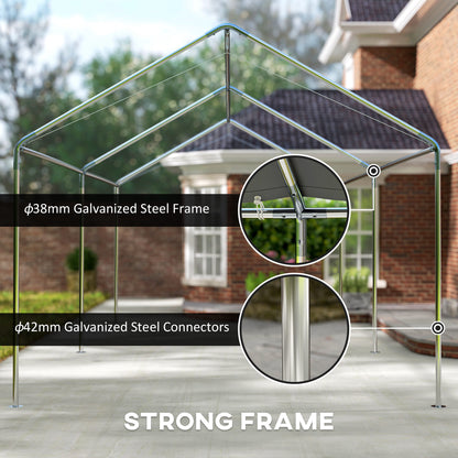 10'x20' Carport Heavy Duty Galvanized Car Canopy with Included Anchor Kit, 3 Reinforced Steel Cables, Grey