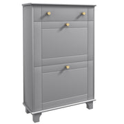 Slim Shoe Storage with 2 Flip Drawers and Adjustable Shelves Shoe Cabinet Organizer for 8 Pair, Grey
