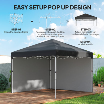 10' x 10' Pop Up Canopy with Sidewalls, Roller Bag, Height Adjustable Instant Tent for Outdoor, Garden, Patio, Black