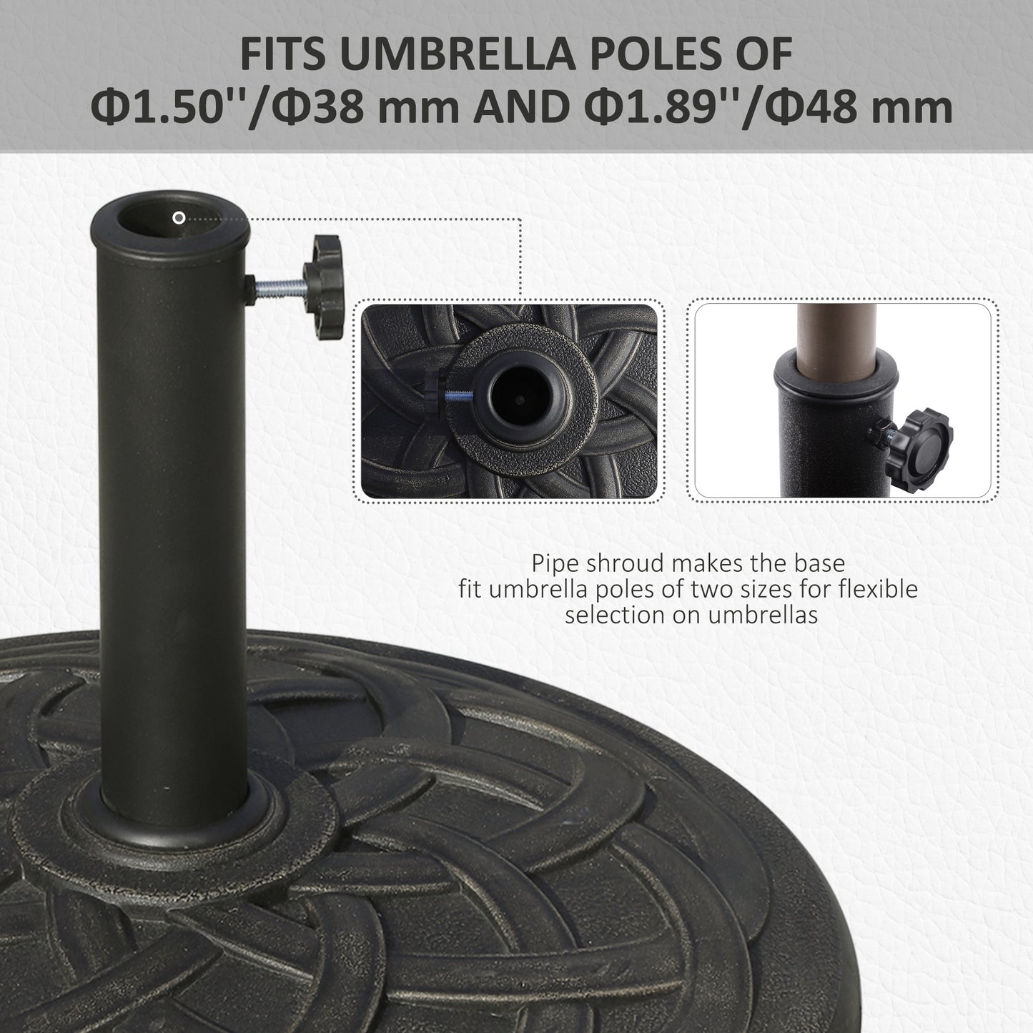 42 lbs Resin Round Market Umbrella Base Holder 22" Decorative Parasol Stand for Patio, Outdoor, Backyard, Bronze