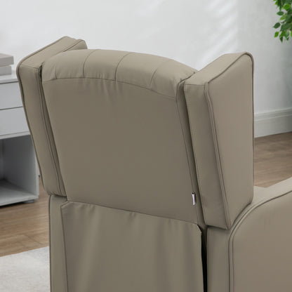 Faux Leather Accent Chair with Thick Padding for Living Room, Bedroom, Home Office, Khaki