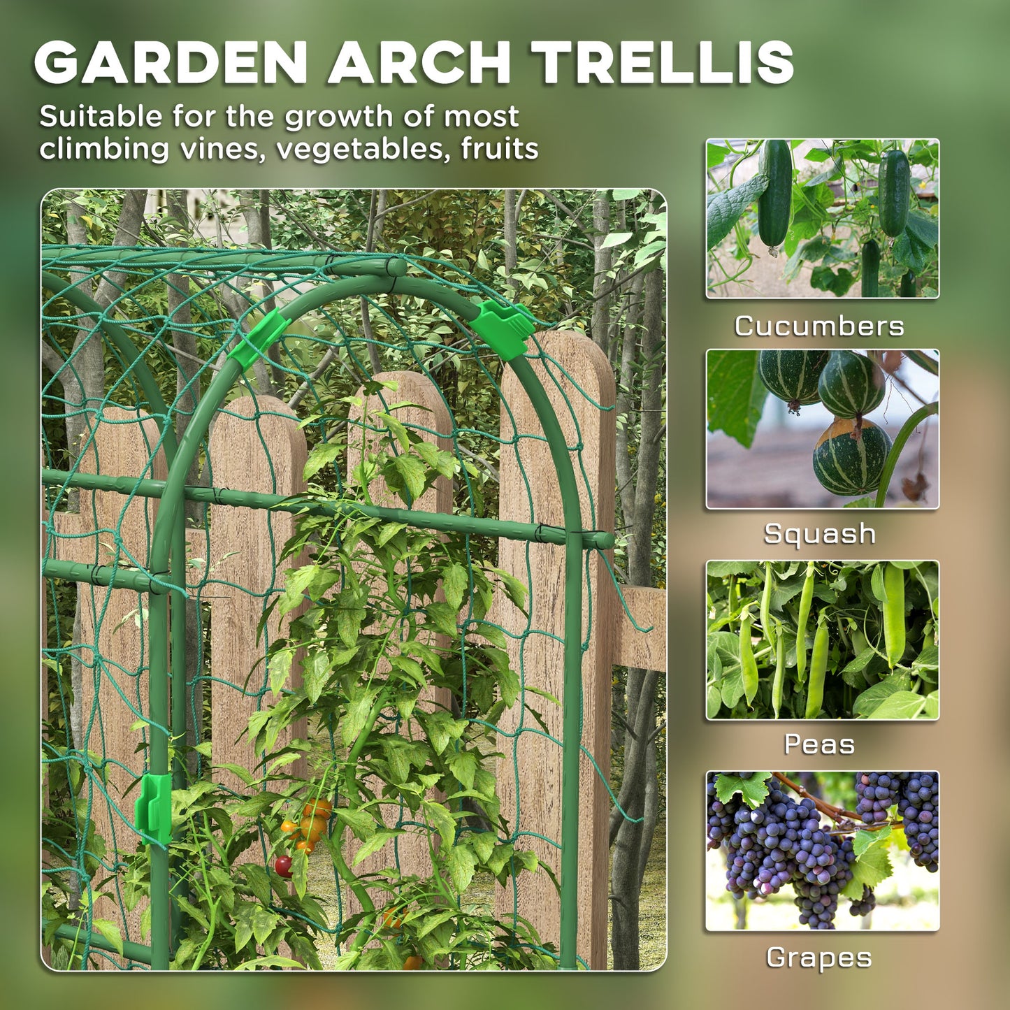 Metal Garden Trellis, Arch Trellis for Climbing Plants Outdoor, A-Frame, with Climbing Net, 17" x 72" x 72"