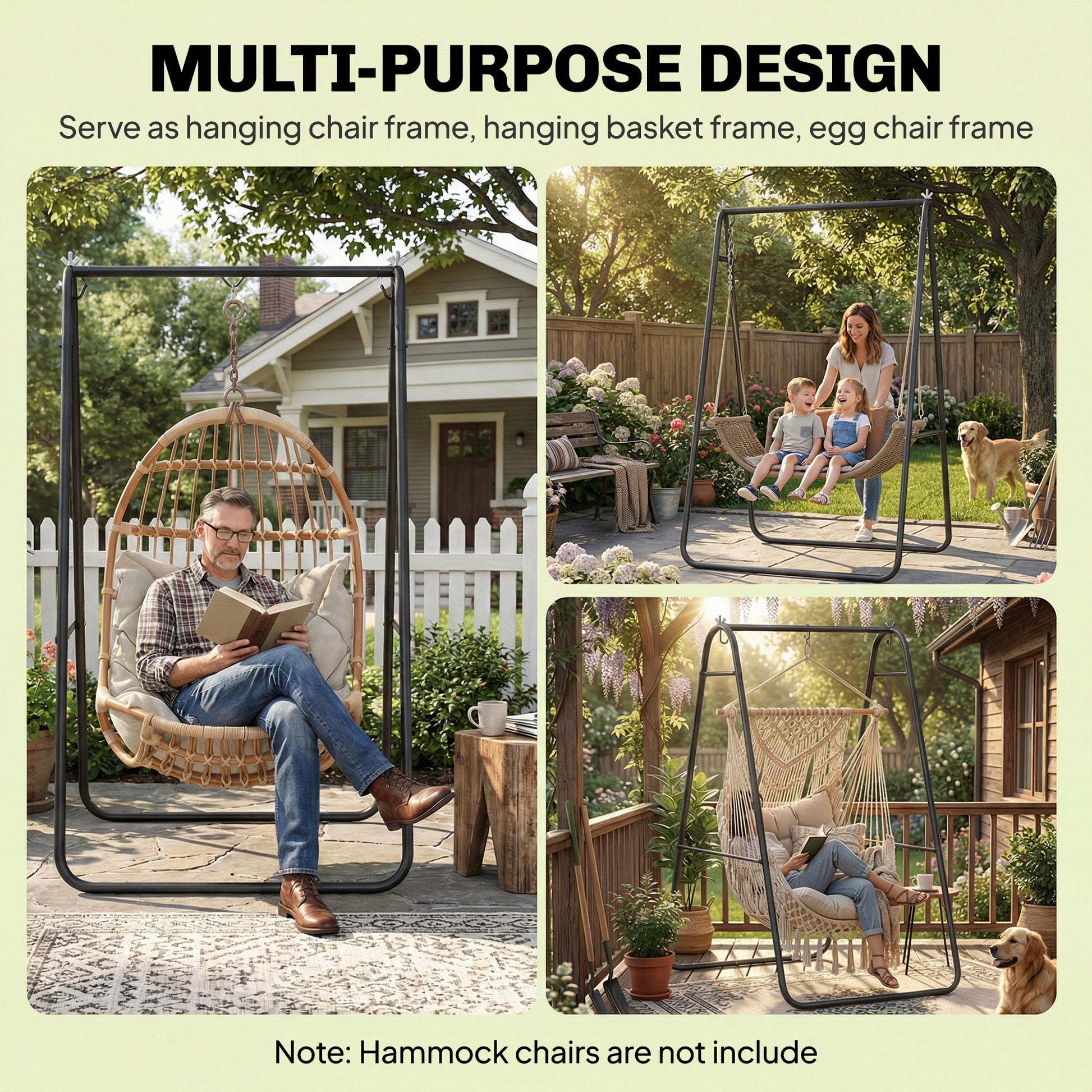 Hanging Hammock Stand Only Heavy Duty Steel A-Frame for Hanging Hammock, Max Load 330 LBS, Black