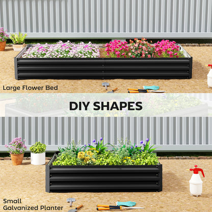 95" x 36" x 12" Galvanized Raised Garden Bed, Metal Elevated Planter Box for Growing Flowers, Herbs, Succulents, Black