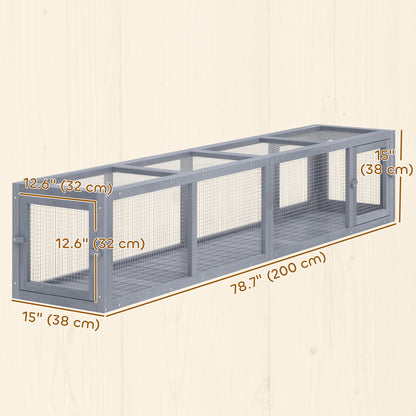 79" Long Cat Tunnel, Cat shelter L- Shape with Extendable Design for Indoor/Outdoor Use with Removable Door, Light Grey