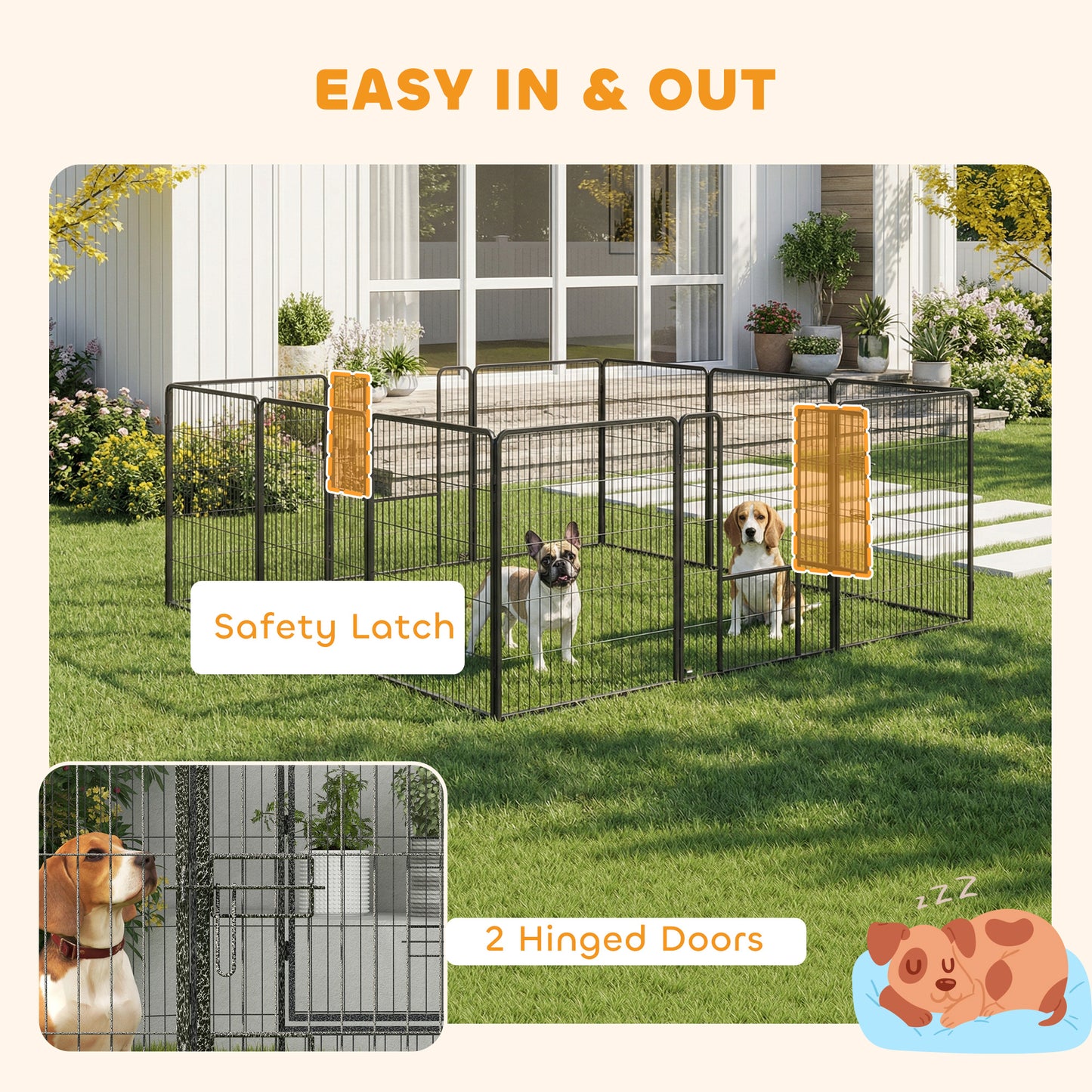 Dog Pen with Gate, 12 Panels Puppy Playpen, Dog Fence, 39"H