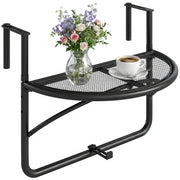Adjustable Balcony Hanging Rail Table Metal Mounting Mini Wall Desk Storage Rack Outdoor Flower Stand, Black