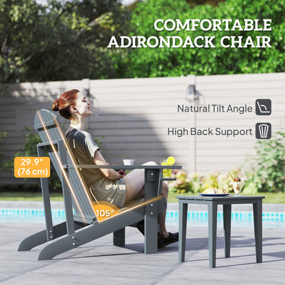 Classic Adirondack Chair, Muskoka Chairs, Garden Deck Chair with Cup Holder for Patio, Indoor, Backyard, Dark Grey
