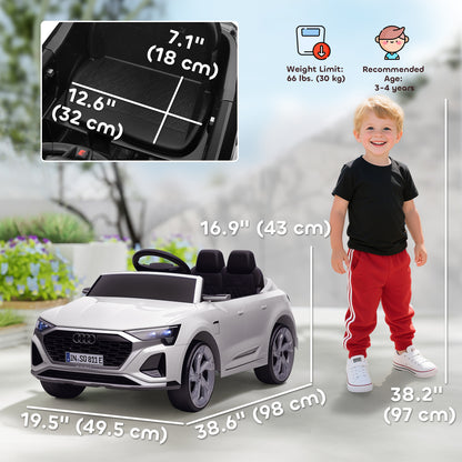 Qaba 12V Battery Powered Kids Electric Car, Audi Q8 etron Sportback Licensed Ride on Car w/ Remote Control, White
