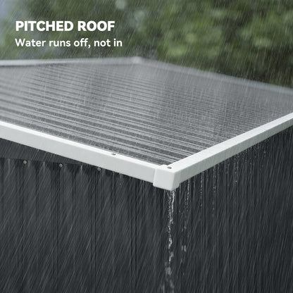 7.5' x 4.3' Outdoor Storage Shed, Waterproof Metal Garden Shed with Lockable Doors, for Backyard, Lawn, Patio, Dark Grey