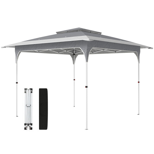11.5 x 11.5 ft Pop Up Canopy Tent with 1-Button Push Easy Setup, UPF 50+ 2-Tier Instant Canopy with Carry Bag, Dark Grey