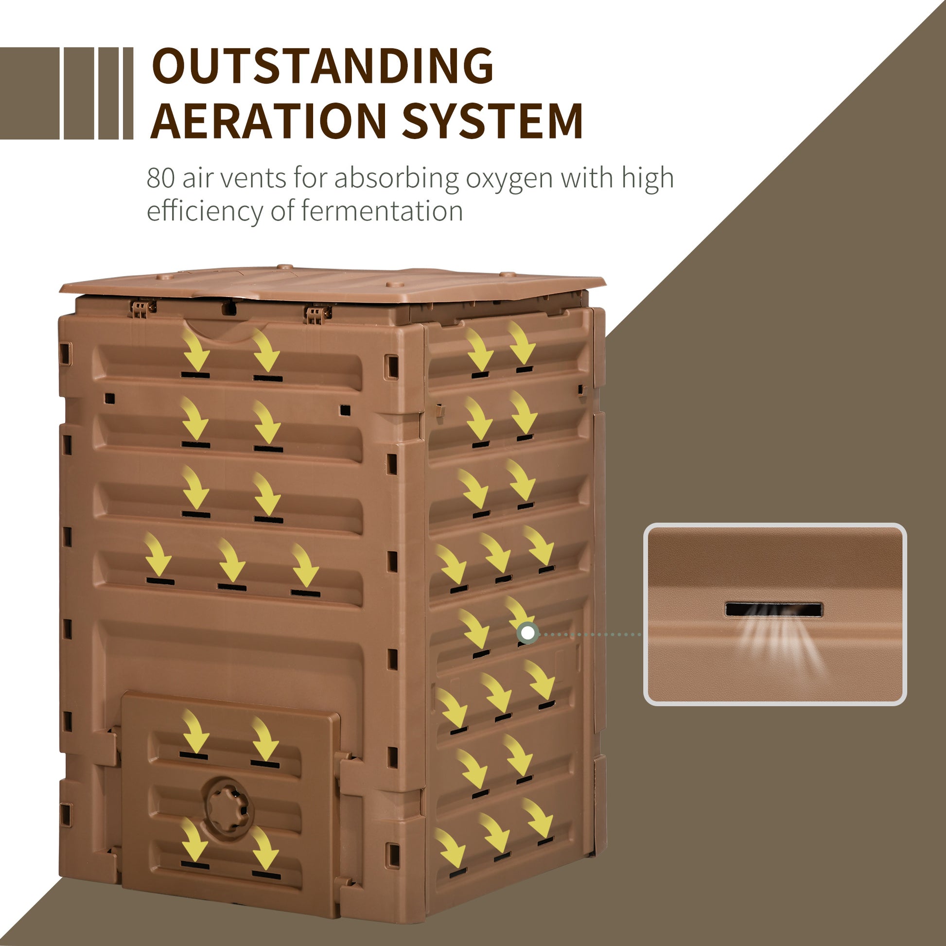Compost Bin, Garden Composter with 80 Vents and 2 Sliding Doors, 120 Gallon (450L), Black