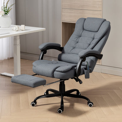 7-Point Vibrating Massage Chair, Reclining Office Chair with Footrest, Reclining Back, Adjustable Height, Grey
