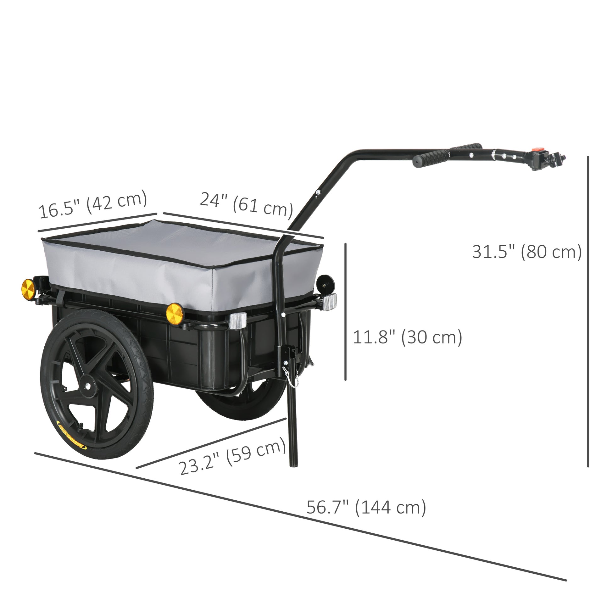 Aosom Multi-Functional Bike Trailer Steel Large Bike Luggage Cart Carrier Grey