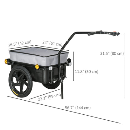 Aosom Multi-Functional Bike Trailer Steel Large Bike Luggage Cart Carrier Grey