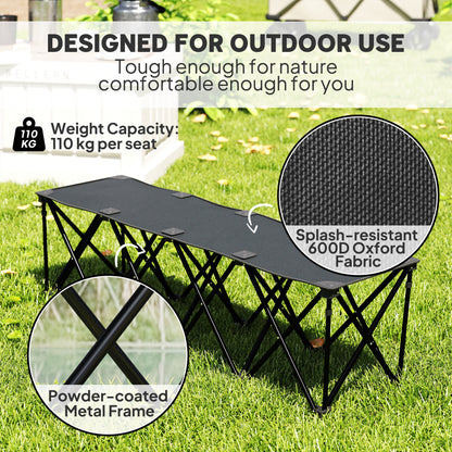 Portable 4-Seater Folding Camping Chair, Team Bench Chair with Carry Bag for Soccer Football Team, No Assembly