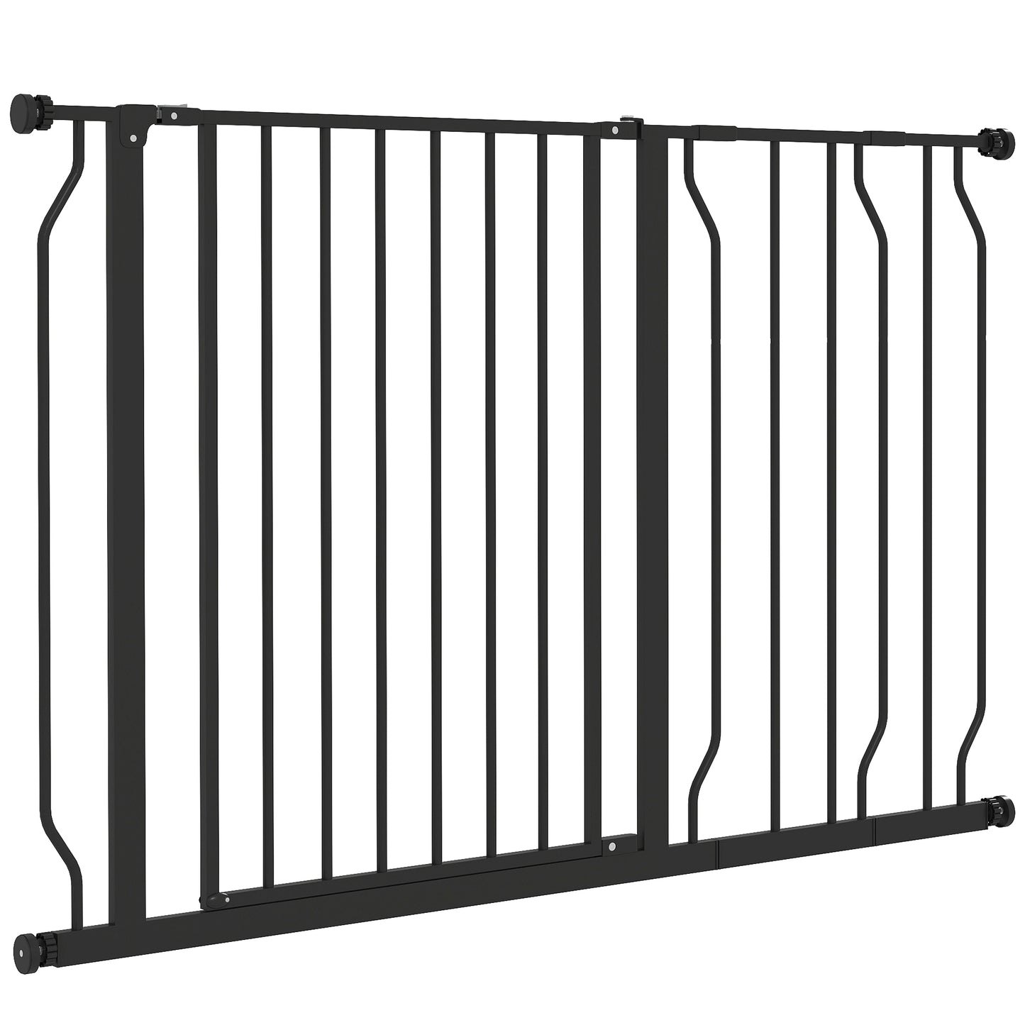 30"- 45" Easy Install Pet Gate w/ Door & Double Locking System, Extra Wide Dog Gate for Stairs, Hallways, Black