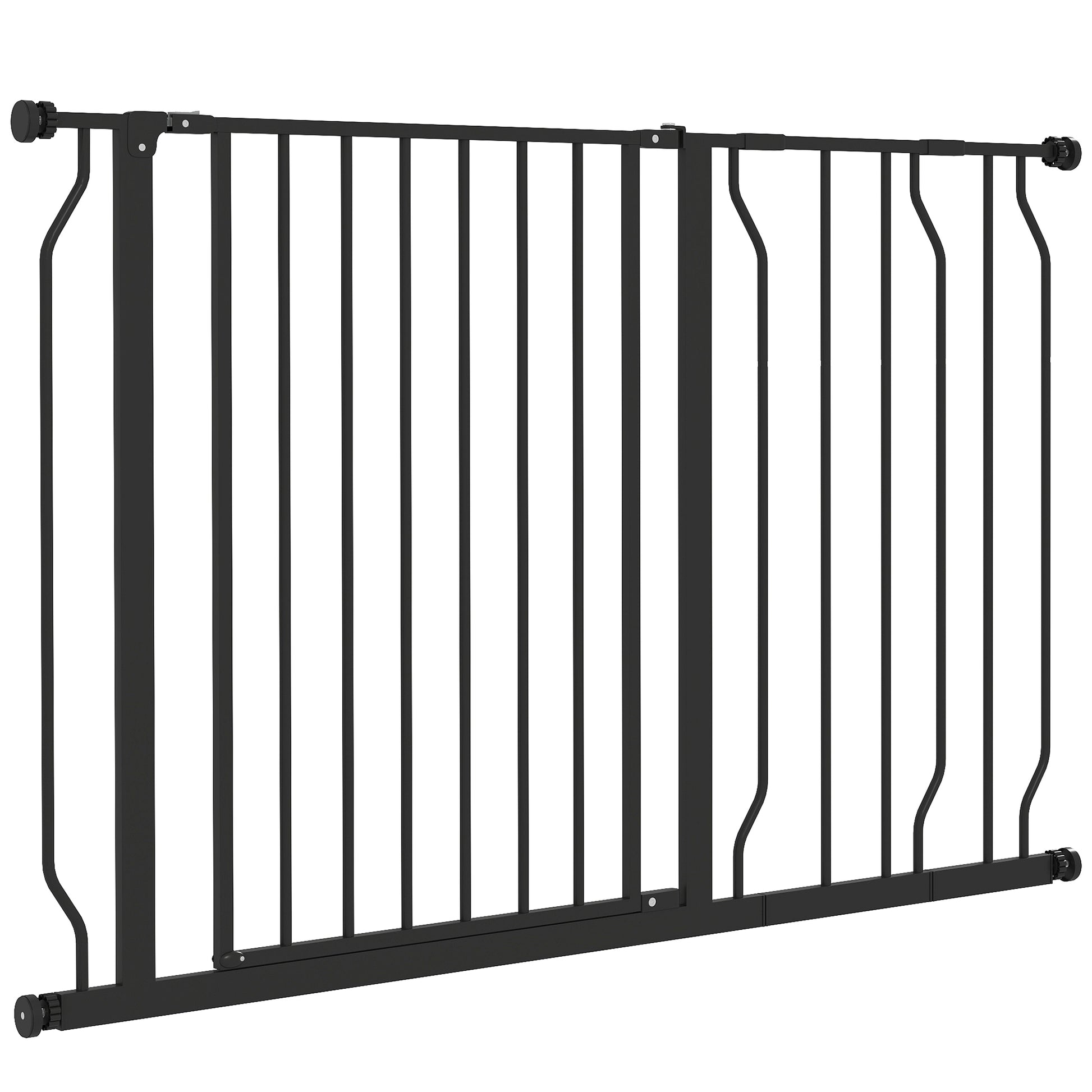 30"- 45" Easy Install Pet Gate w/ Door & Double Locking System, Extra Wide Dog Gate for Stairs, Hallways, Black