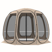 11' x 11.5' Screen Tent, Pop Up Camping Gazebo with Portable Carry Bag and 2 Doors, Beige