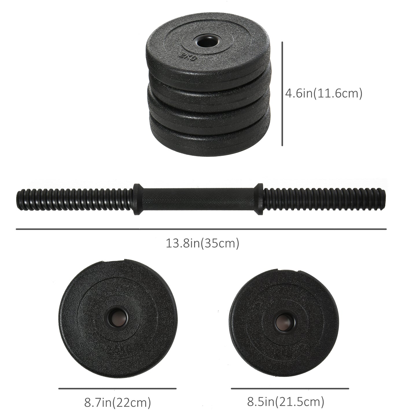Soozier Adjustable 2 x 22lbs Weight Dumbbell Set for Weight Fitness Training Exercise Fitness Home Gym Equipment, Black (Pair)