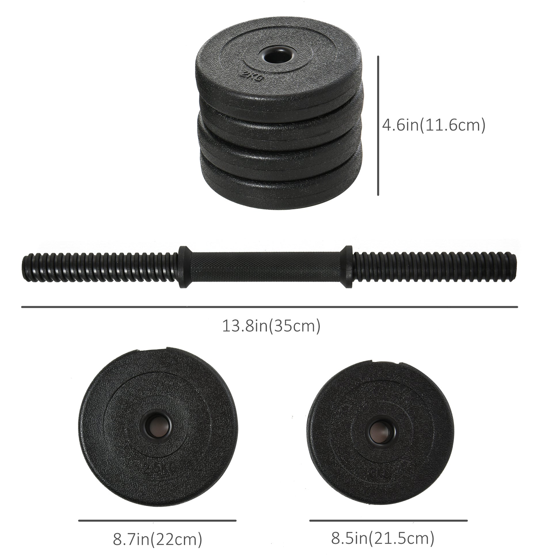 Soozier Adjustable 2 x 22lbs Weight Dumbbell Set for Weight Fitness Training Exercise Fitness Home Gym Equipment, Black (Pair)