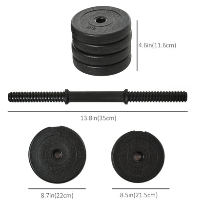 Soozier Adjustable 2 x 22lbs Weight Dumbbell Set for Weight Fitness Training Exercise Fitness Home Gym Equipment, Black (Pair)
