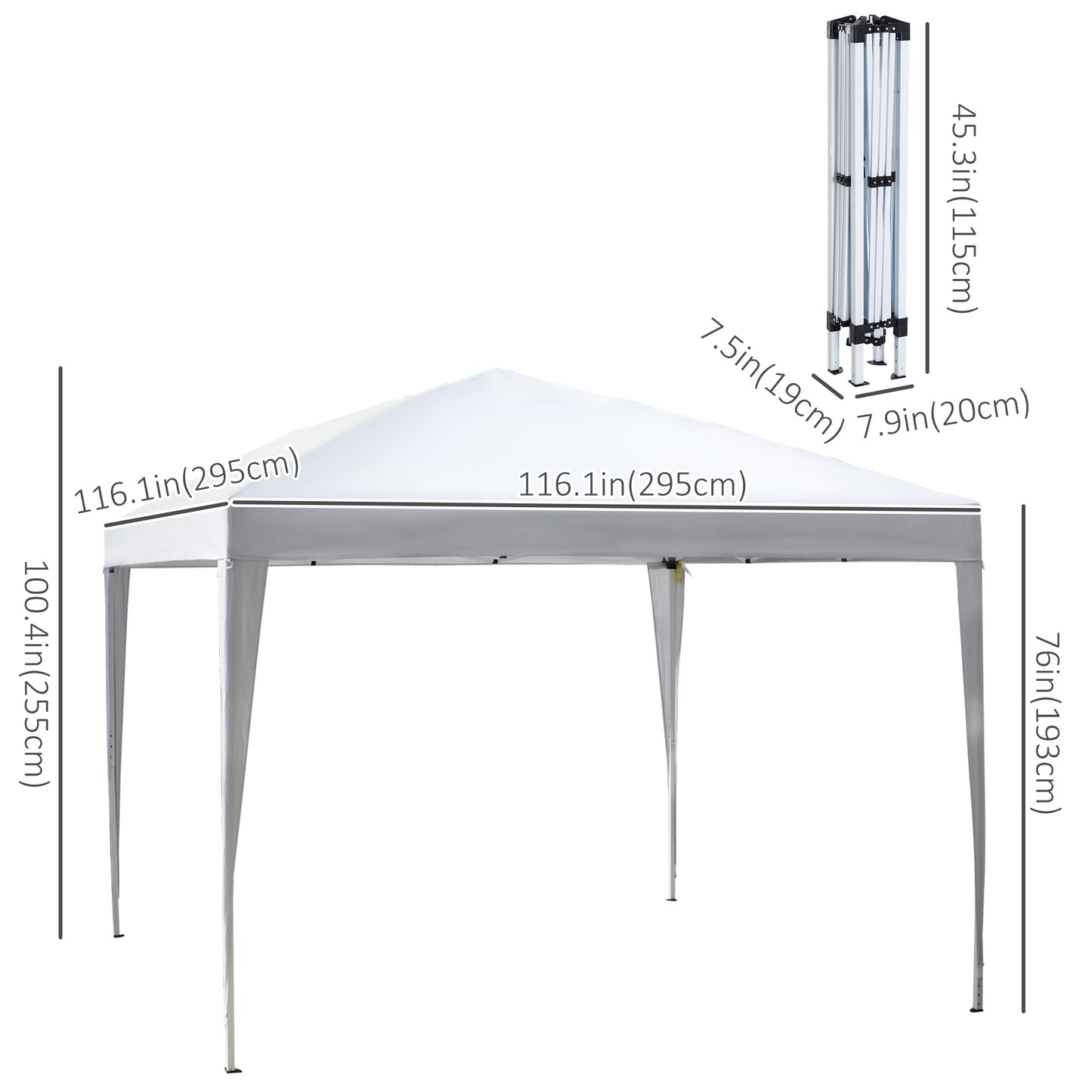 10 x 10ft Folding Pop Up Tent Outdoor Gazebo Canopy with Carrying Bag, White