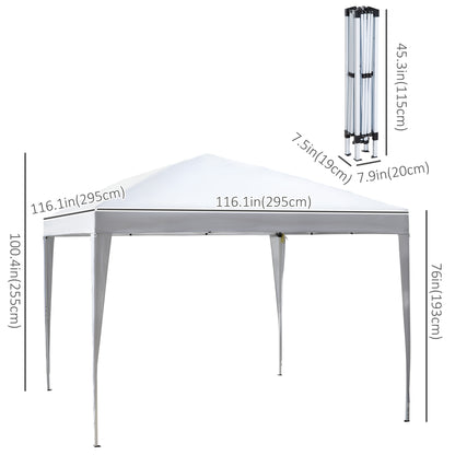 10 x 10ft Folding Pop Up Tent Outdoor Gazebo Canopy with Carrying Bag, White