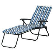 Foldable Lounge Chair, Reclining Patio Sun Lounger with 6-Position Adjustable Back, Blue and White