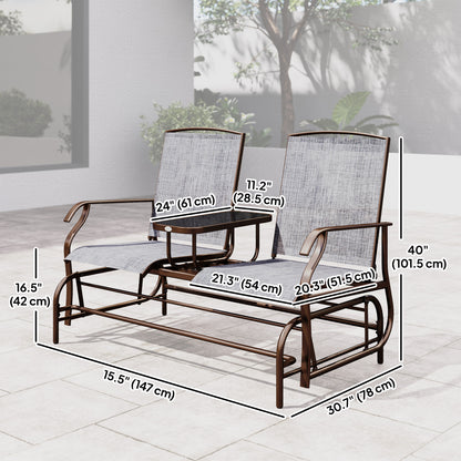 Patio Glider Rocking Chair 2 Person Outdoor Loveseat Rocker Garden Furniture Bench, Grey