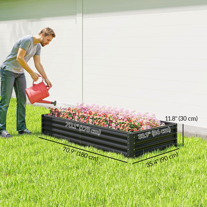 6 x 3 x 1ft Galvanized Raised Garden Bed, Reinforced Outdoor Planter Box with Open Bottom, Dark Grey
