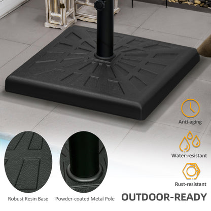 42 lb Heavy Duty Patio Umbrella Stand, 20" Resin Outdoor Umbrella Base, Square Market Umbrella Holder, Black