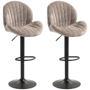 Bar Stools Set of 2, Swivel Barstools with Back, Adjustable Height and Footrest for Kitchen Island, Dining Room, Brown