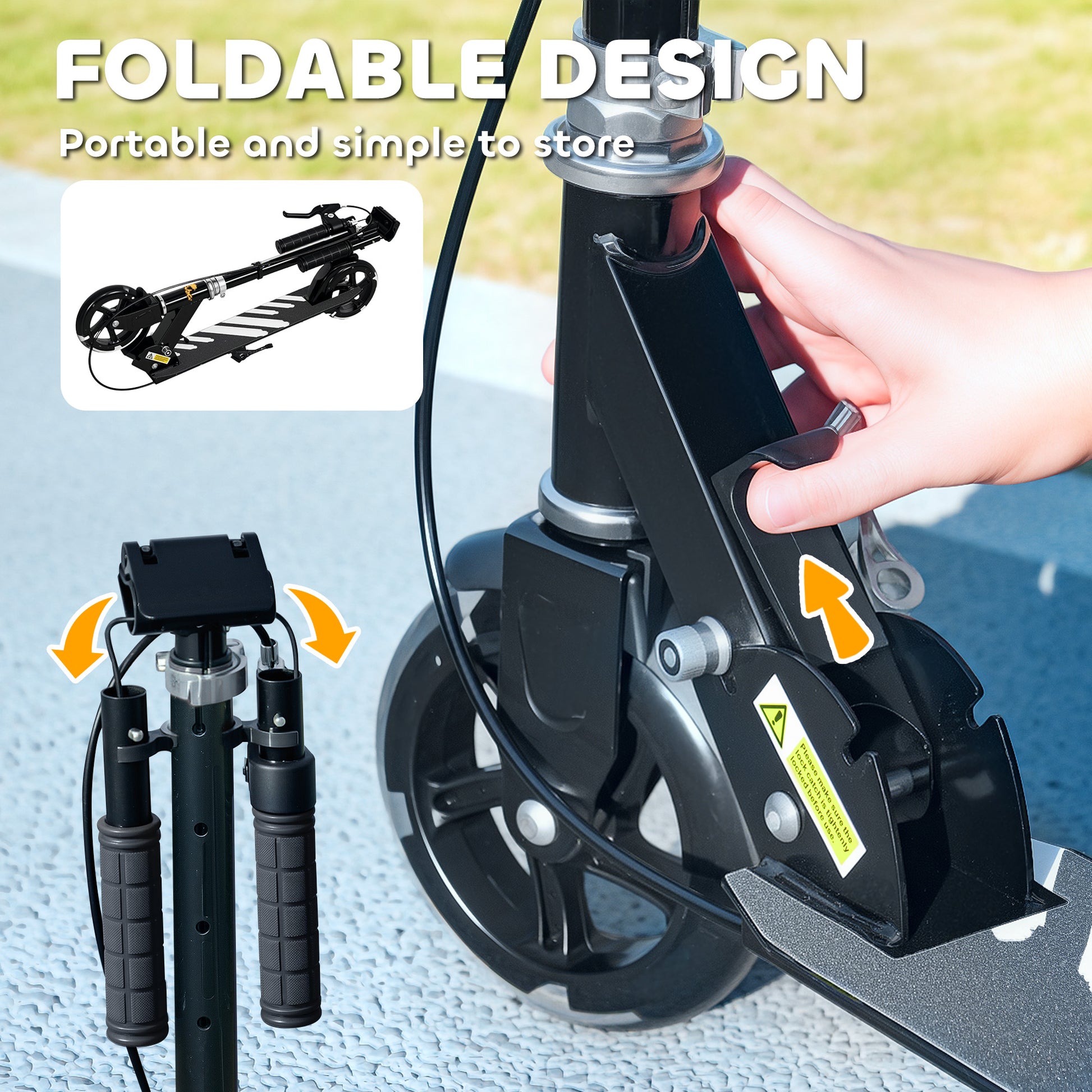 Qaba Scooter for Kids Ages 3-8 with Light Up Wheels, Adjustable Handlebar, Rear Brake & Handbrake for Girls and Boys, Black