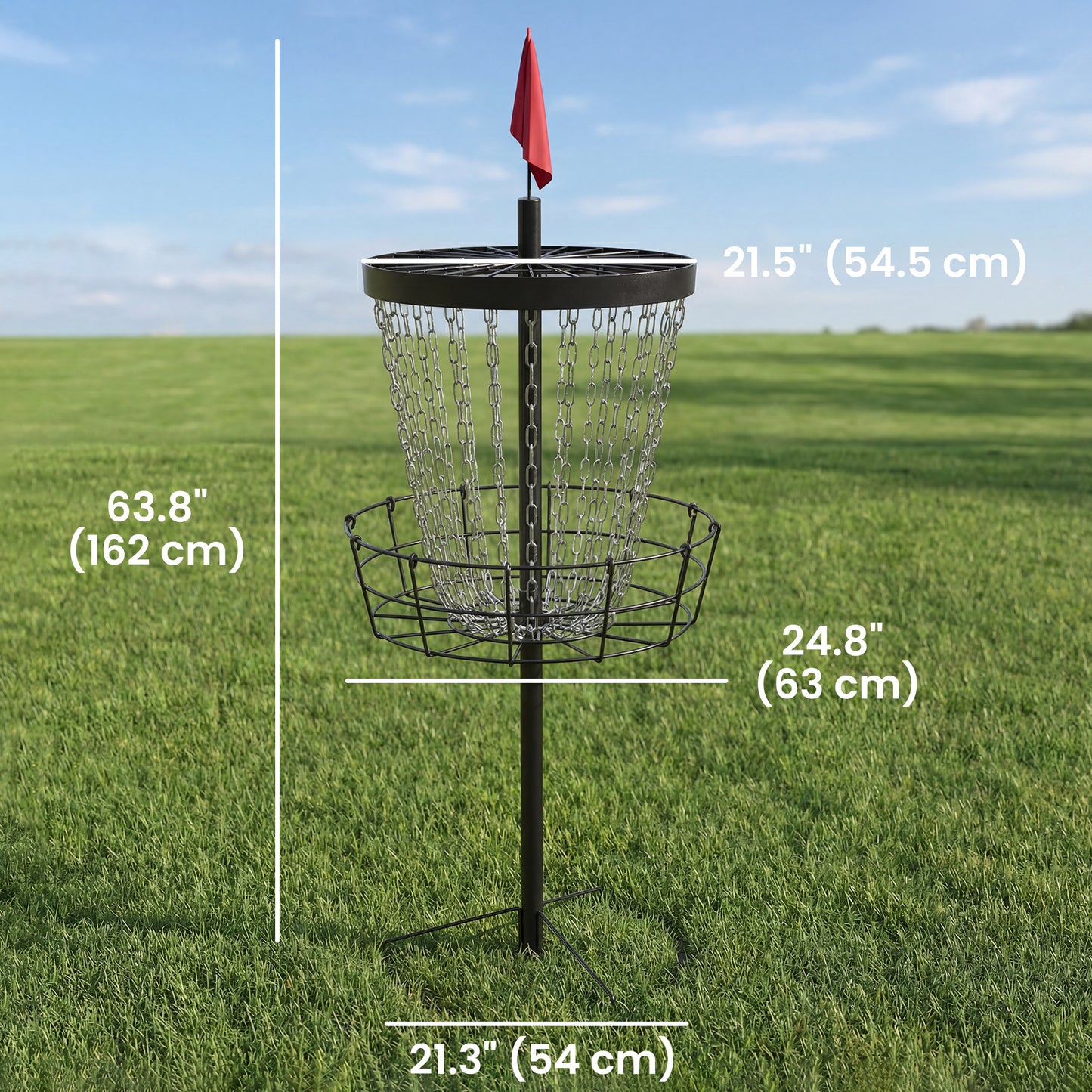 Soozier 24-Chain Portable Practice Basket for Disc Golf Target Stand, Lightweight Basket w/ Carry Bag Black and Silver