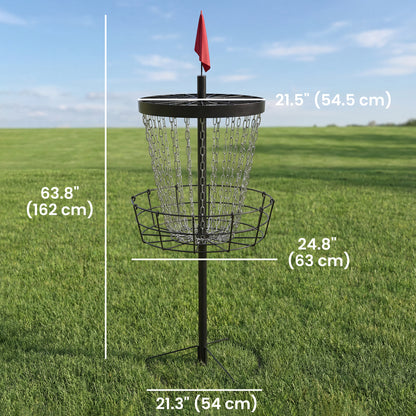 Soozier 24-Chain Portable Practice Basket for Disc Golf Target Stand, Lightweight Basket w/ Carry Bag Black and Silver