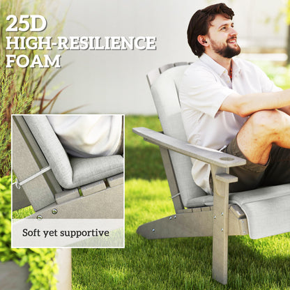 Set of 2 Patio Chair Cushions, High Back Adirondack Chair Cushion with Ties, High-Density Foam, Light Grey