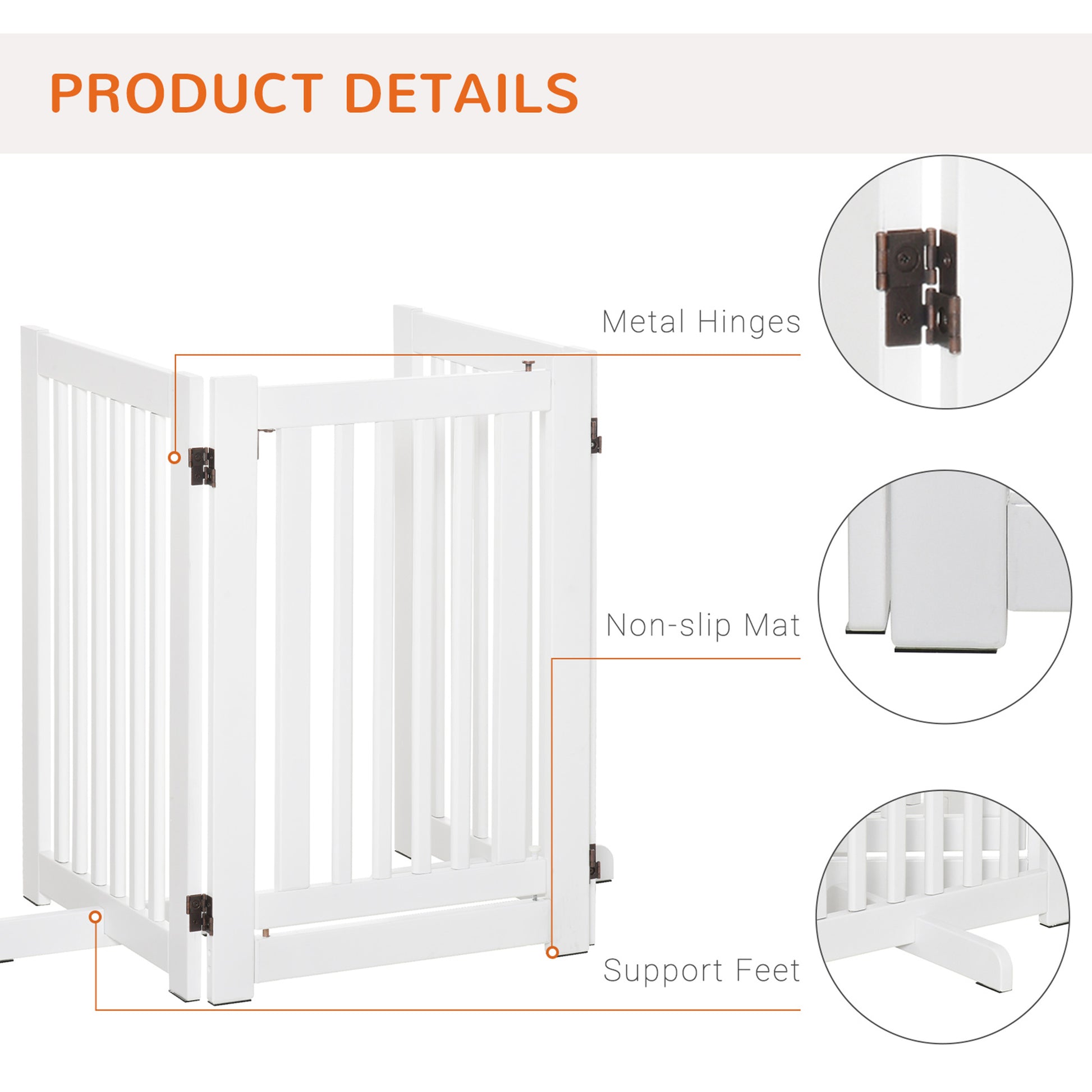 Free Standing Wood Pet Gate Indoor Dog Barrier 3 Panel Folding Z Shape Doorway