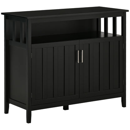 Sideboard Buffet Server Storage Cabinet Console Table with 2 Doors and Adjustable Shelves for Kitchen & Dining Room, Black
