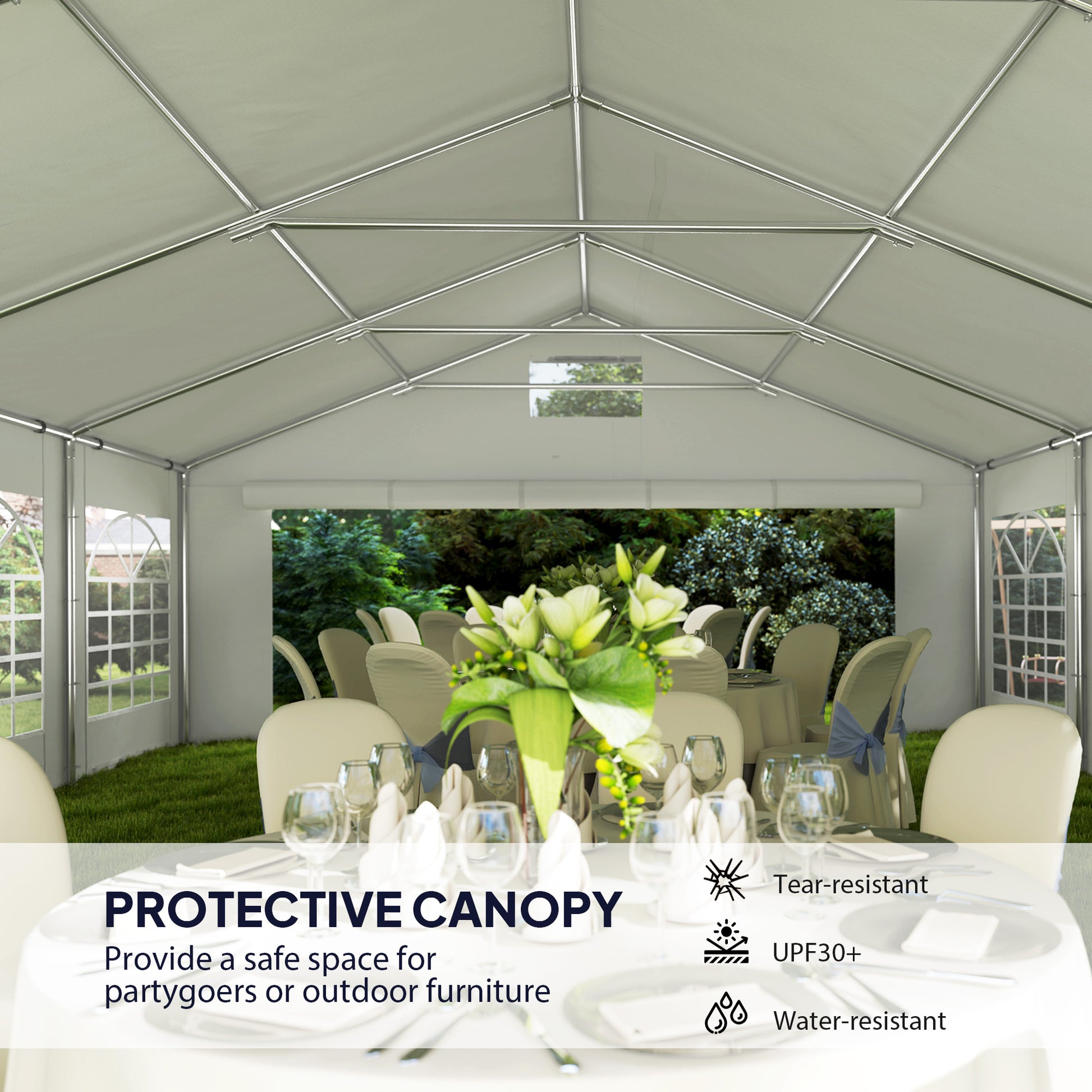 19.6' x 26' Heavy Duty Party Tent and Carport, Outdoor Canopy Tent with Removable Sidewalls, 8 Windows and Vents