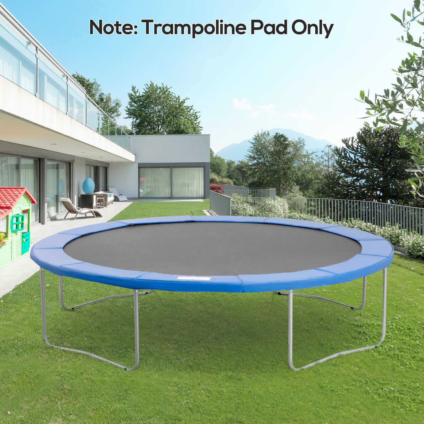 12ft Trampoline Pad, Trampoline Replacement Safety Pad Mat Spring Cover, Water-Resistant, UV-Resistant, Tear-Resistant Edge Protection, No Holes for Pole, Blue