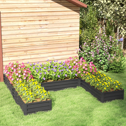 Steel Raised Garden Bed, Set of 5 Large Box Planters for Outdoor Plants Vegetables Flowers Herbs, 8x8x1ft, Dark Grey