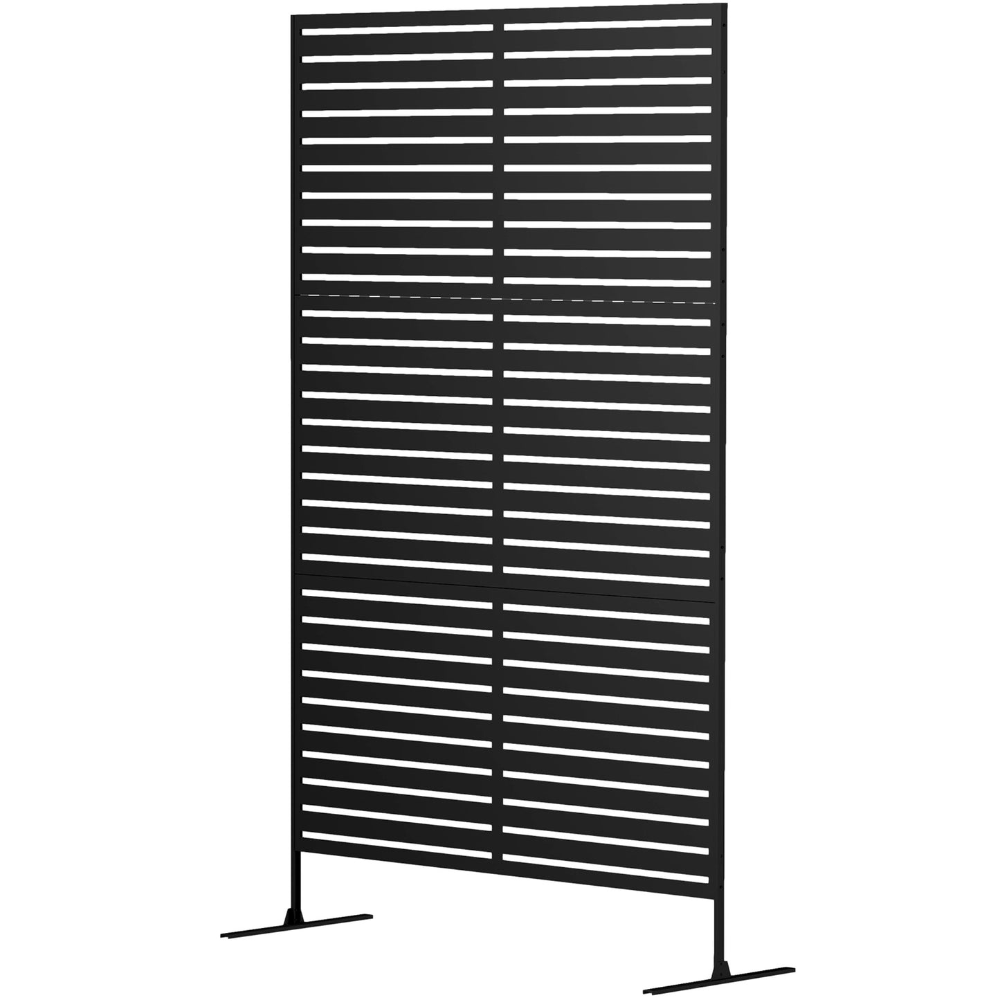 Decorative Outdoor Privacy Panel, Freestanding Metal Outdoor Divider with Stand for Garden, Backyard, Deck, Pool, Black