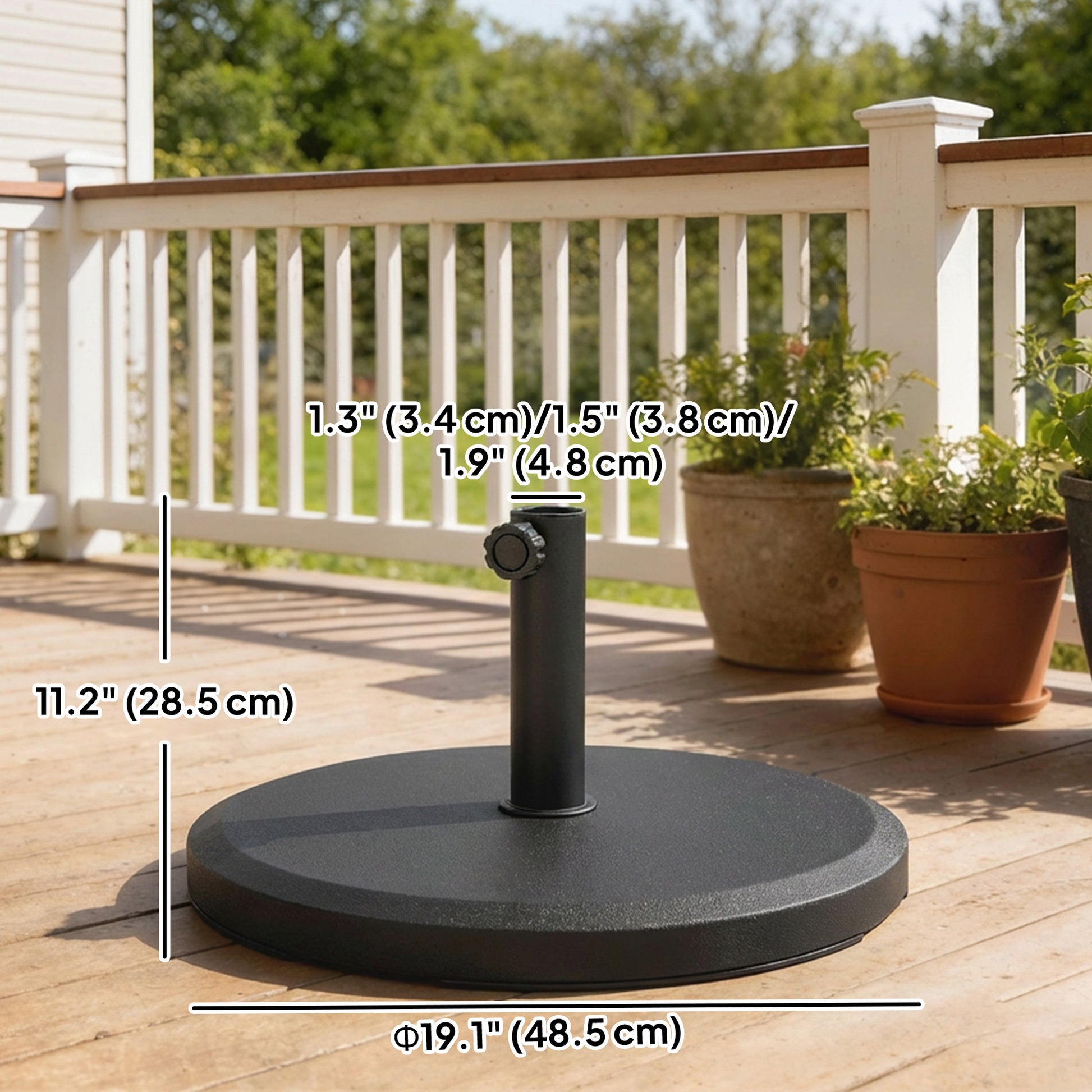 29 lbs Cement Patio Umbrella Base, 19" Heavy Duty Parasol Stand Market Umbrella Base Holder