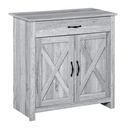 Farmhouse Sideboard Buffet Cabinet, Storage Cabinet with Barn Doors, Grey Grain