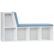 Multi-Purpose Bookshelf with 5 Cubes, 5-Cubby Bookcase with Cushioned Reading Nook and Storage Shelves, Blue