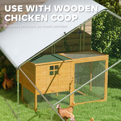 Metal Chicken Coop with Water- and UV-Protection Cover for Backyard Hen, Duck, Rabbit, 9.8' x 32.8' x 6.4'